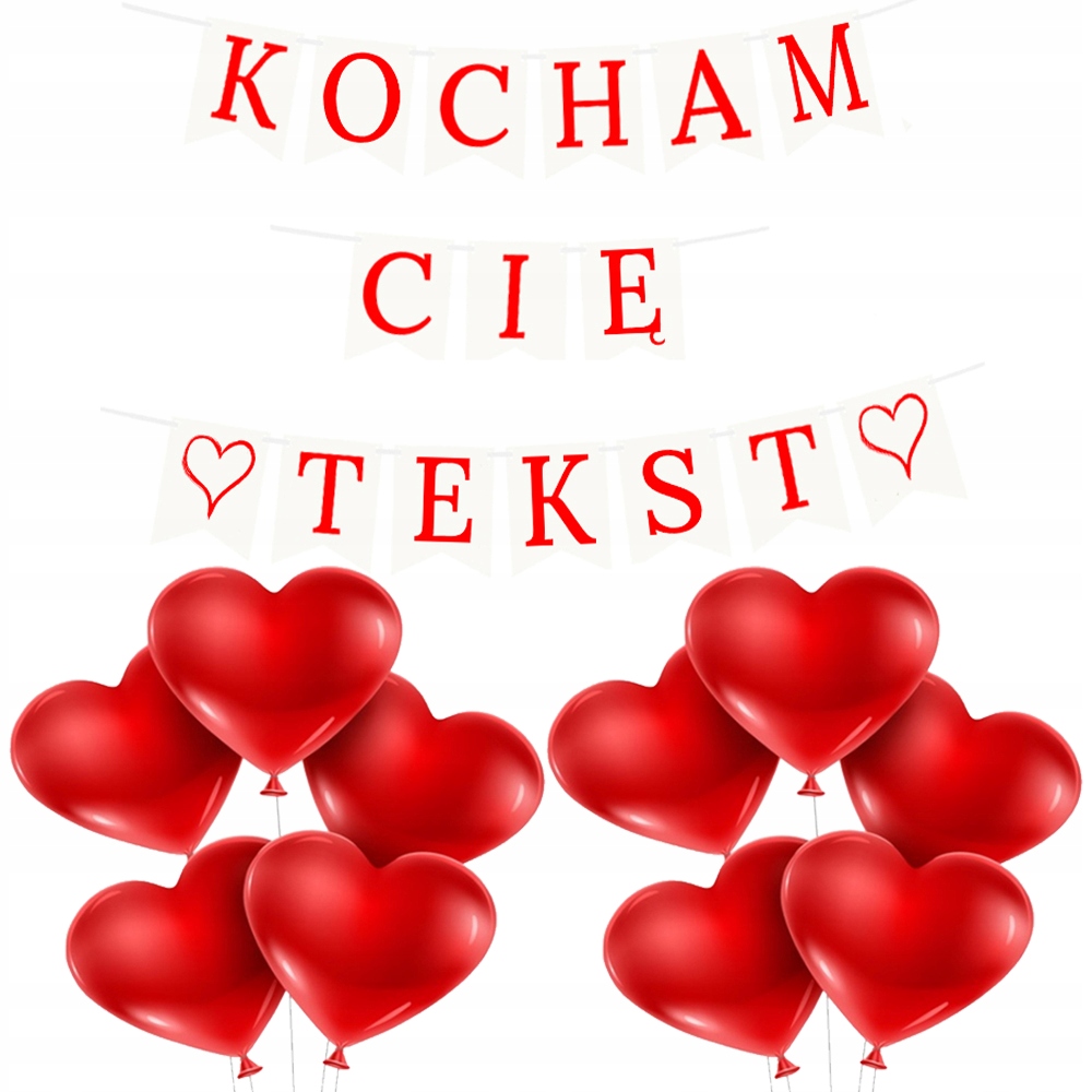 

Zestaw na Walentynki Balony Serca Baner Tekst