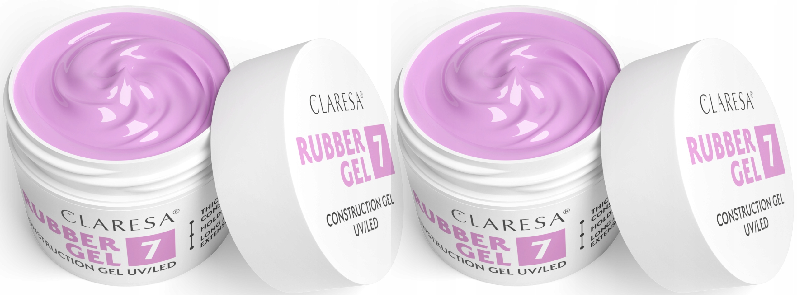 2 kusy Stavební Gel Rubber Gel 7 45G Claresa Paměť tekutin Fialová