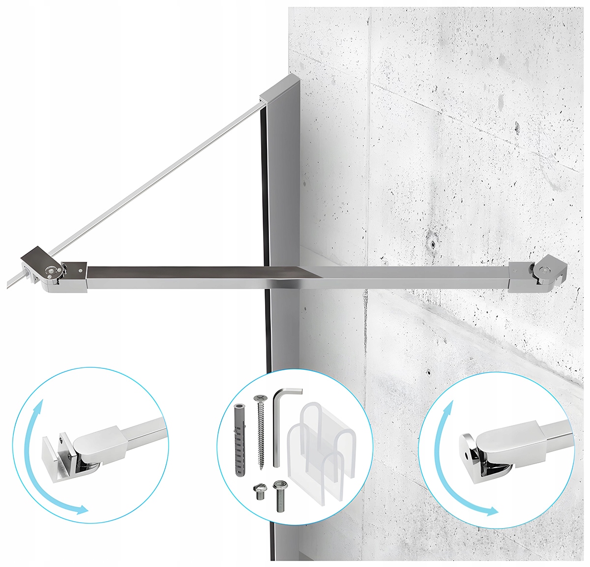 Držák Stabilizátoru Sprchového Koutu, Nastavitelný, 120 CM