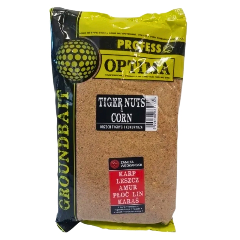 PROFESS ZANĘTA OPTIMA ORZECH TYGRYSI KUKURYDZA 1 kg NA KARPIE AMURY LESZCZE Marka Profess