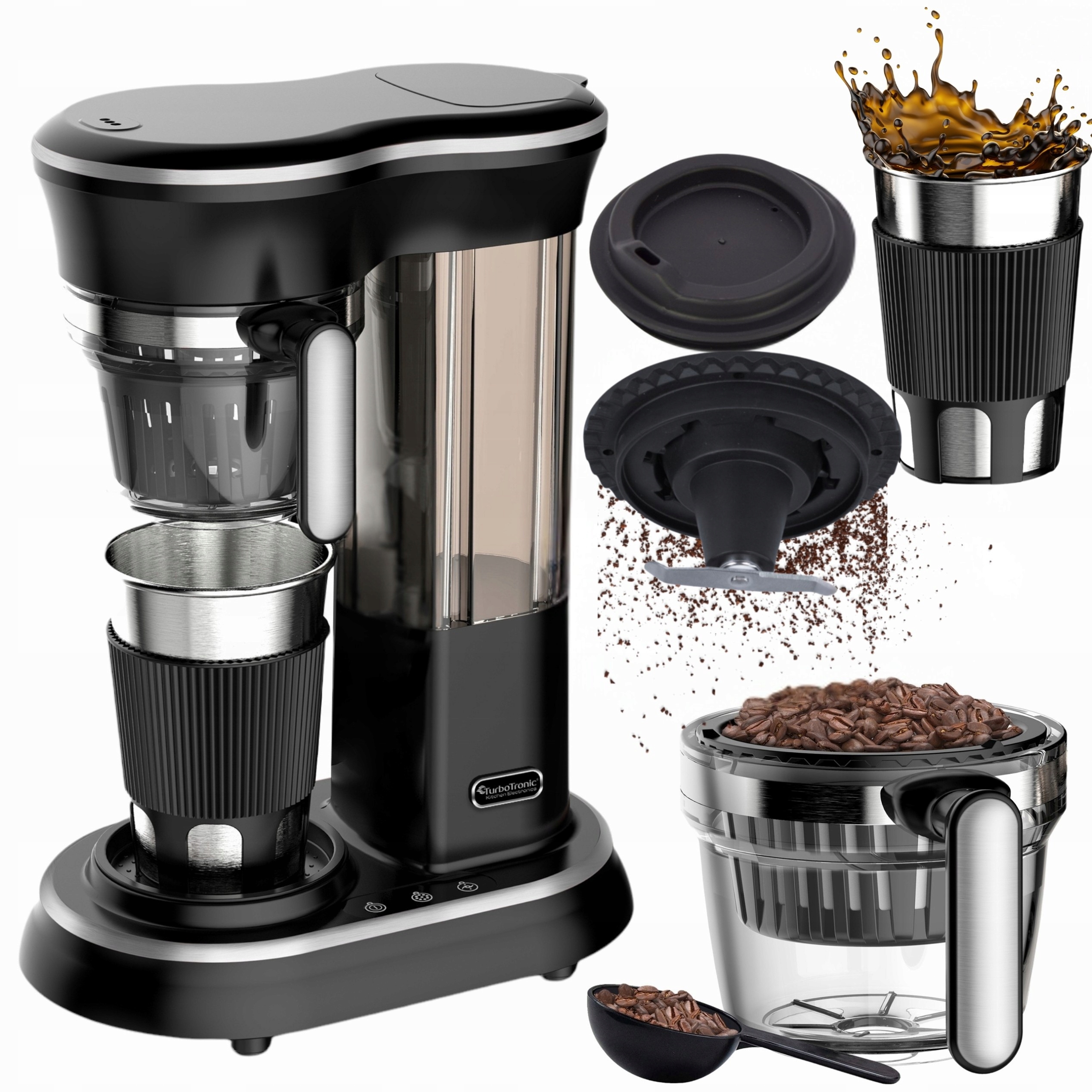 Przelewowy Ekspres Do Kawy Z Młynkiem Do Mielenia Kubek Termiczny Go 600W