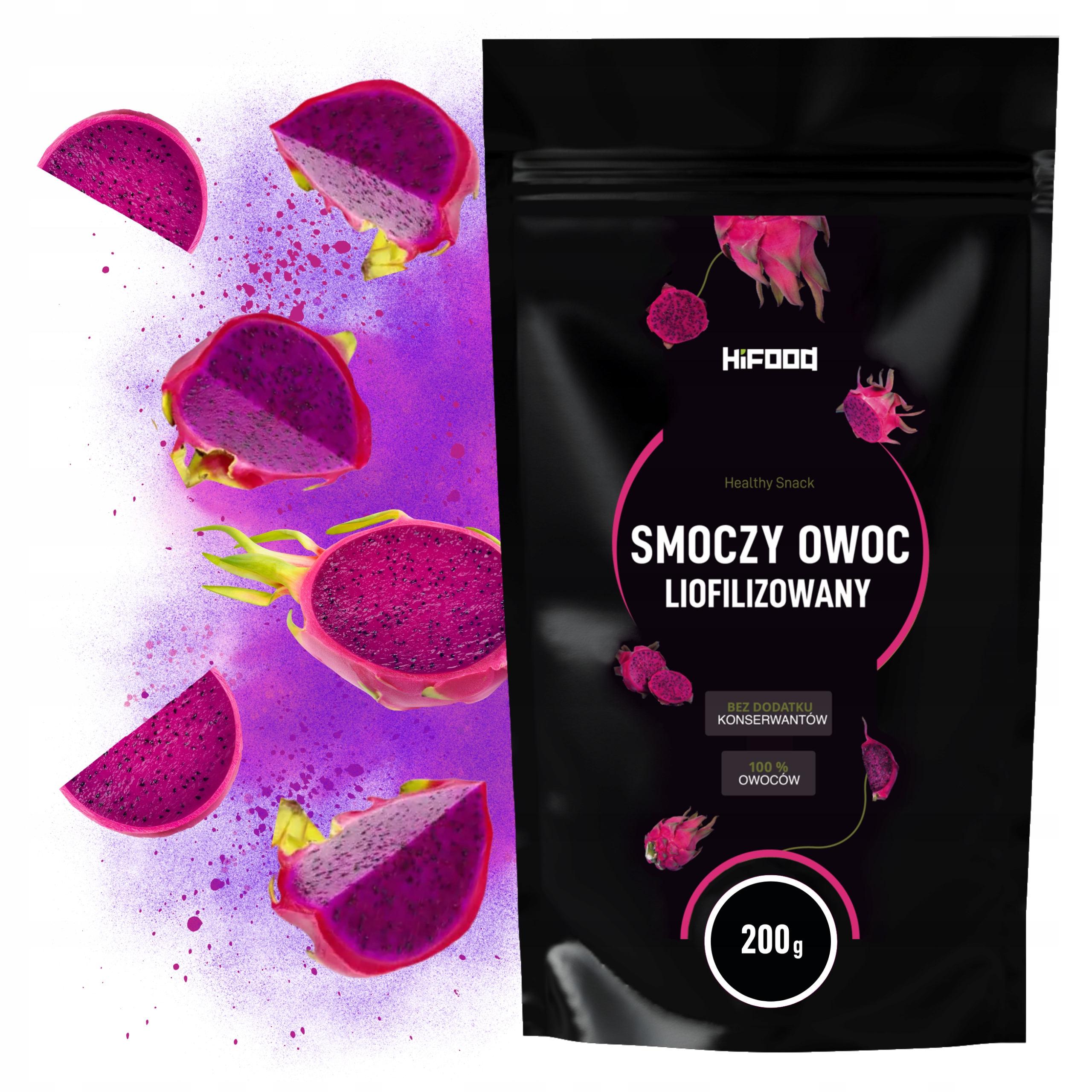Smoczy Owoc Proszek 200g Pitaja Liofilizowana Dragon Fruit 100% HiFOOD
