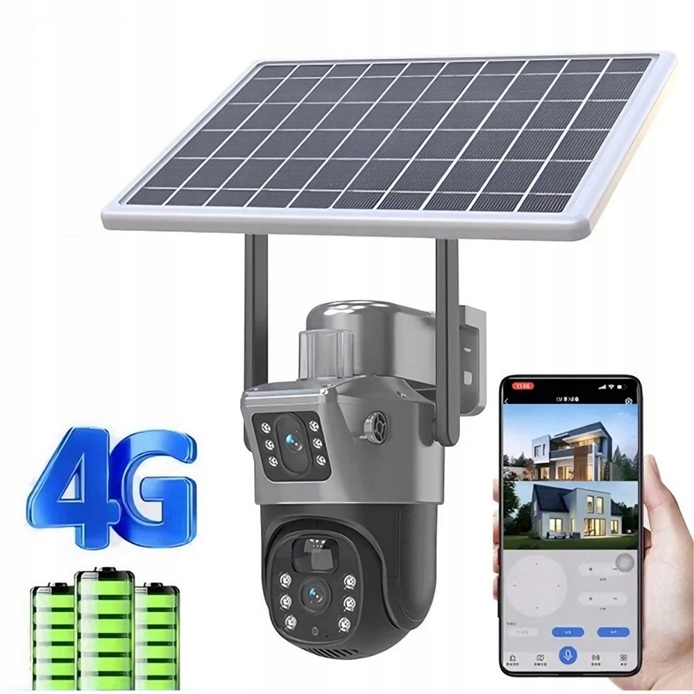 Vonkajšia Solárna Kamera 4K Dva Objektívy 4G Sim Karta 8MP Aplikácia Panel