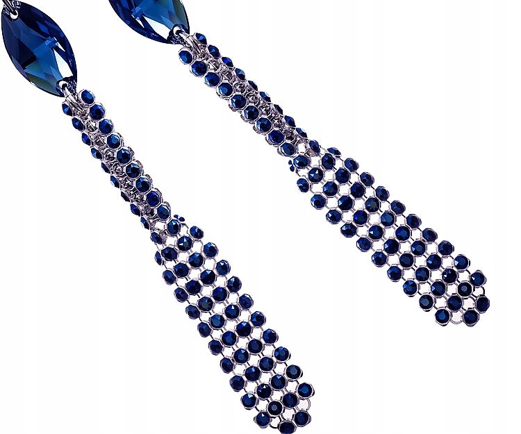 Krystaly Náušnice Denim Blue Crystallized Stříbro