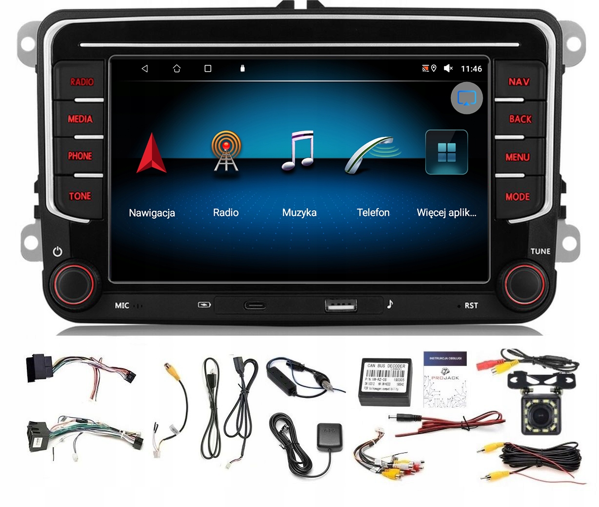 Rádio Navigácia Gps Android Vw Multivan 2015-2019 Wifi Carplay 6GB 128GB