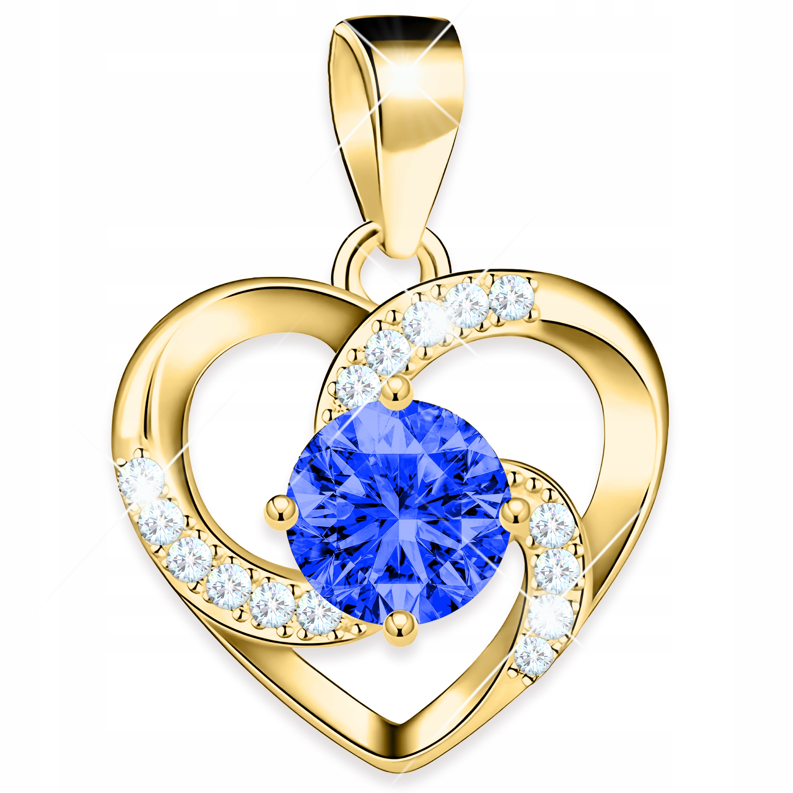 Zlatý přívěsek 925 Srdce Spirála s modrým očkem Safírová Zirkon