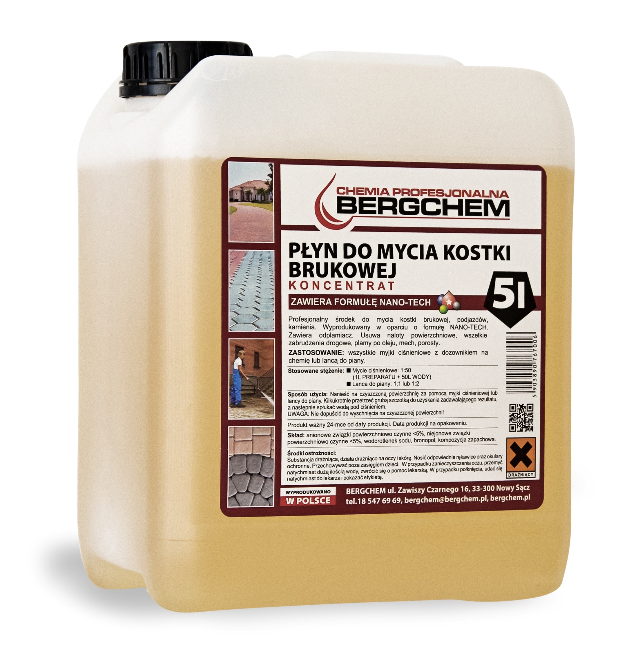 Płyn Preparat Do Mycia Czyszczenia Kostki Brukowej Betonu Koncentrat 5L