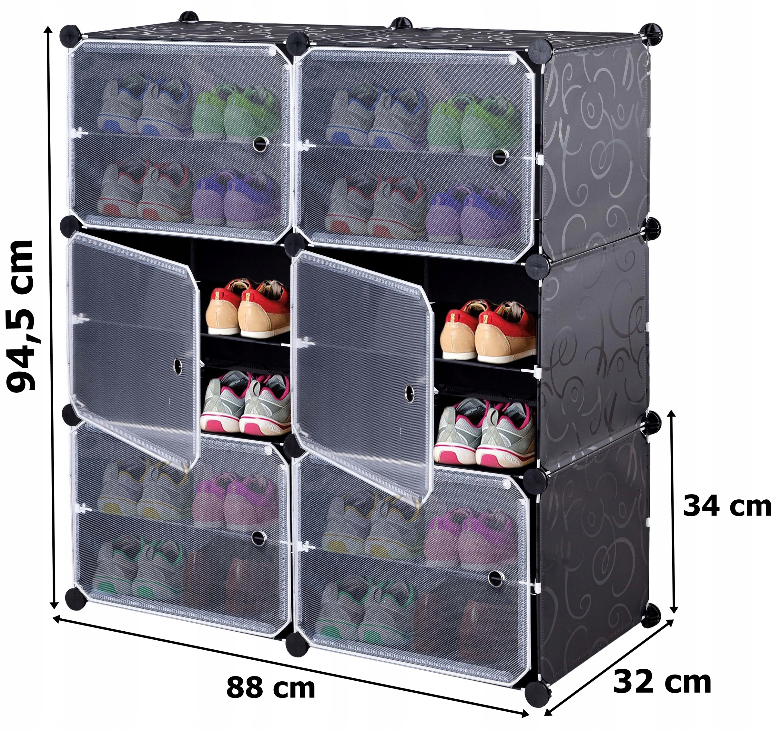 Modulární Skříň Na Boty Petra Černá Regálová Police Obuv Šatní Skříň Plast