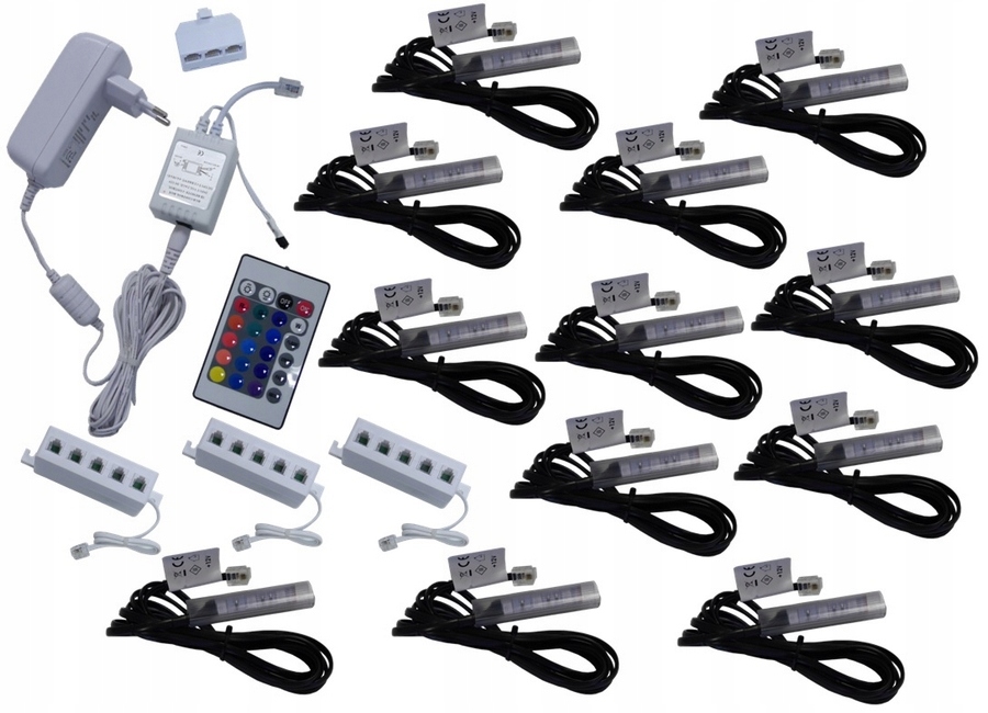 12 x Rgb Led klipy pro polic na sklo, klip Komplet