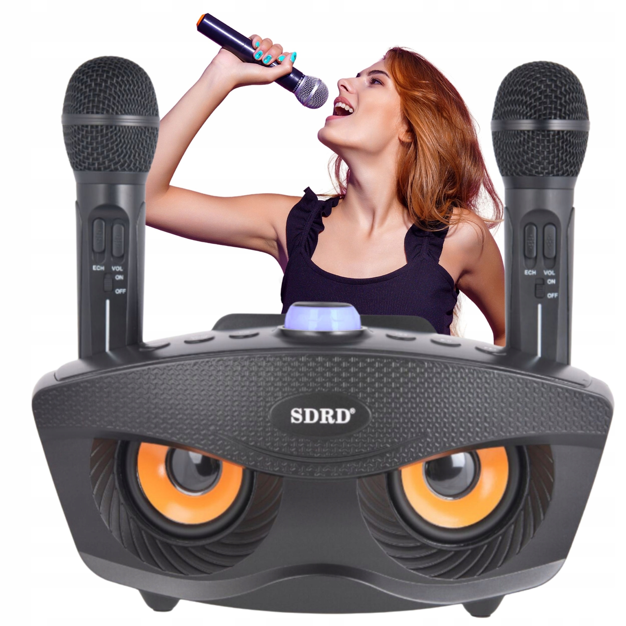 Karaoke Zestaw Bezprzewodowy 2 Mikrofony Bluetooth Głośnik Przenośny