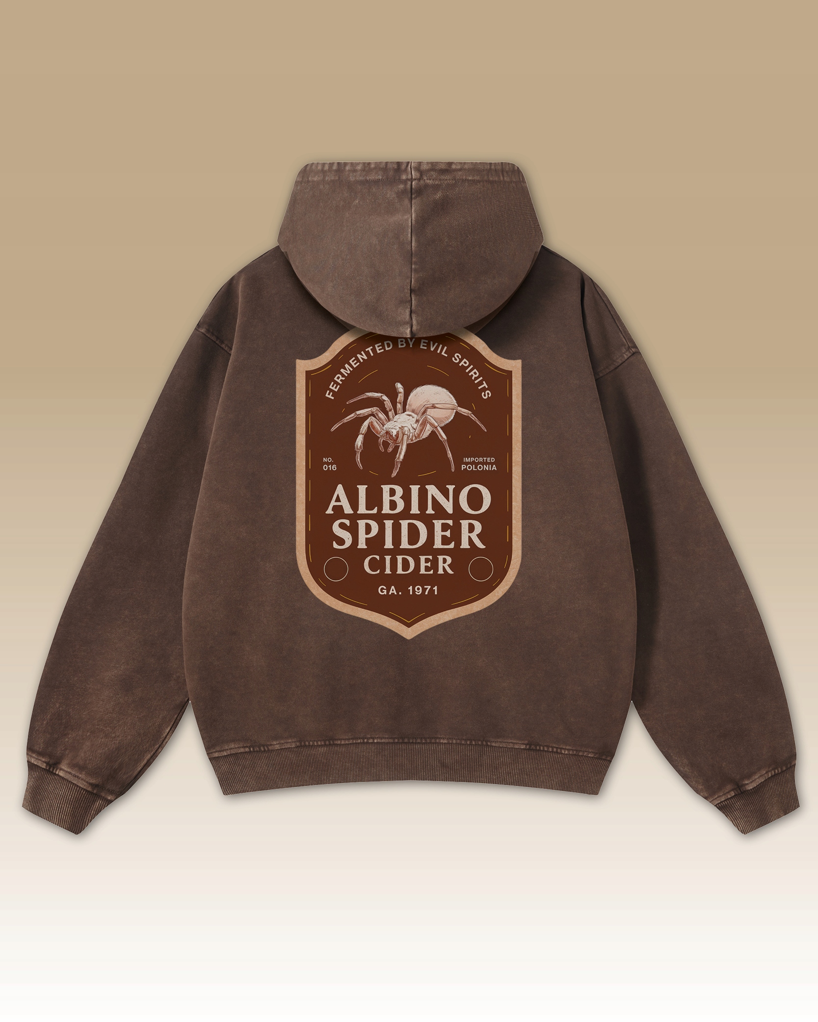 Mikina Albino Spider Cider Oversize Sprana Retro Temná Alt Hnědá XXL