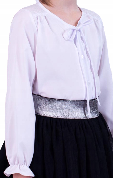 

Biała bluzka dla dziewczynki z wiązaniem 146