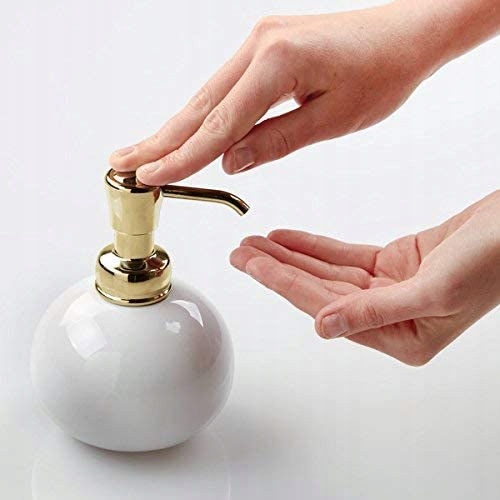 Biało-złoty dozownik na mydło do mydła z pompką okrągły oryginalny 290 ml EAN (GTIN) 6095414968958