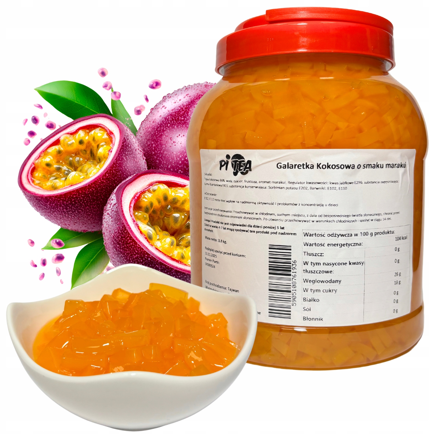 Levně Želé Bonbony pro Bubble Tea 3,8 kg Marakuja Nata De Coco Jelly