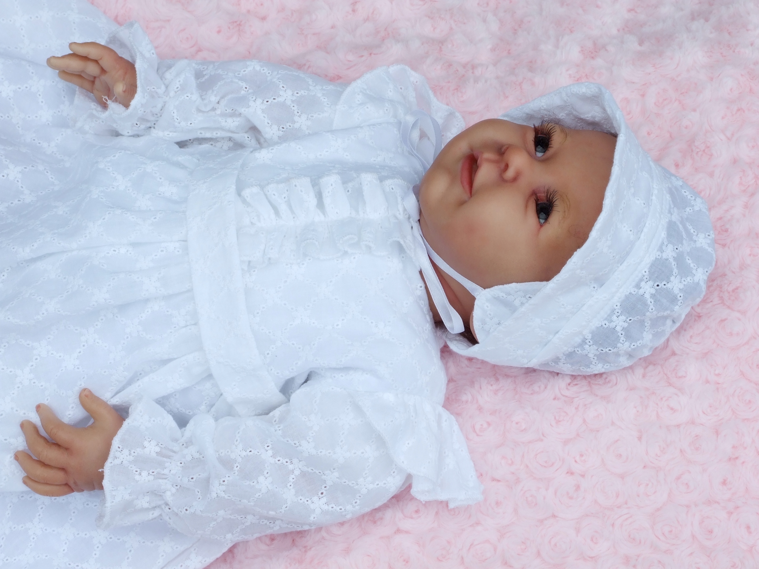 Odzież do CHRZTU- Sukienka bawełniana haftowana 74r Kolor biały