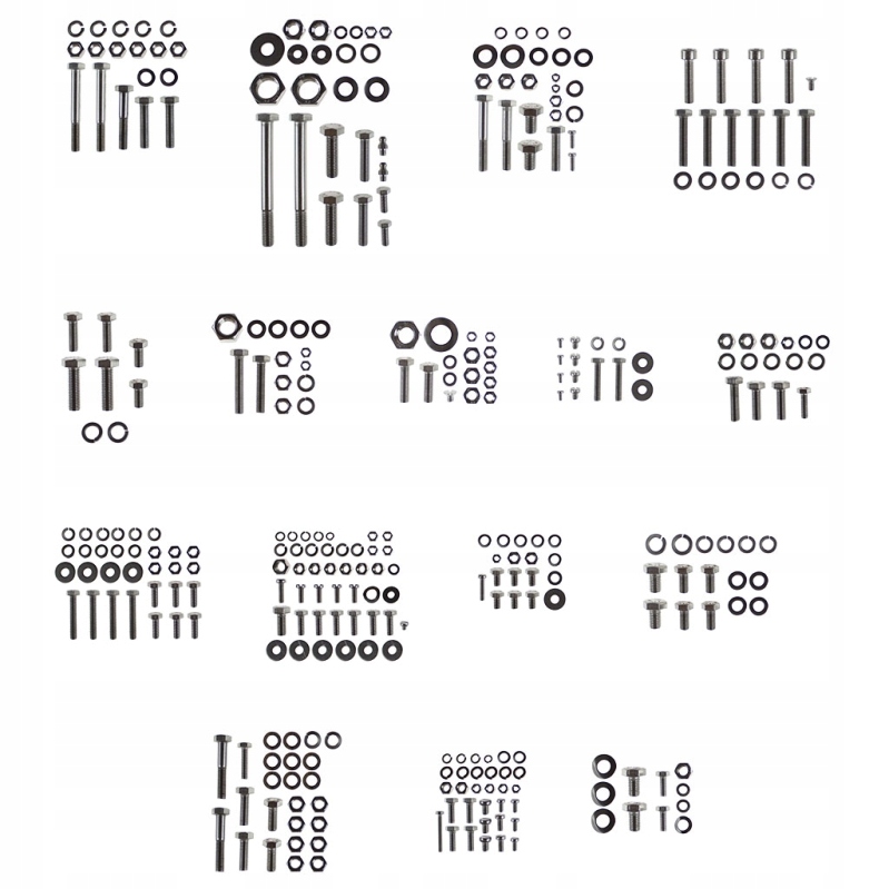 Skrutky rámu a zavesenia komplet na celý motocykel Mz TS125 TS150 nerezové