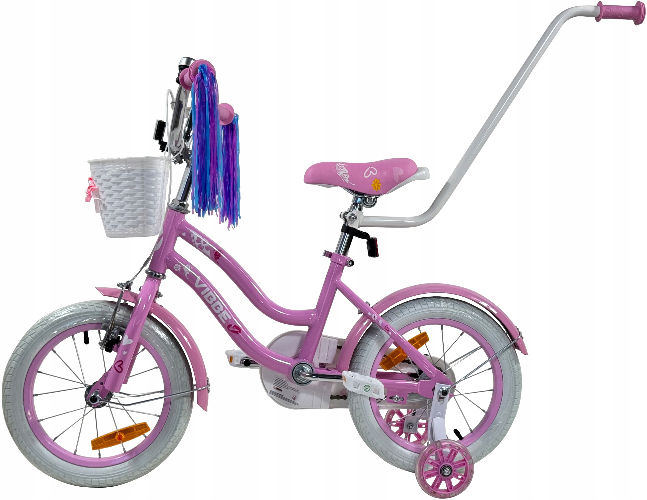 ДИТЯЧИЙ ВЕЛОСИПЕД 14 ДЮЙМОВ НАПРАВЛЯЮЧІ БІЧНІ КОЛЕСА ВЕЛОСИПЕДНА КОРЗИНА для дівчинки