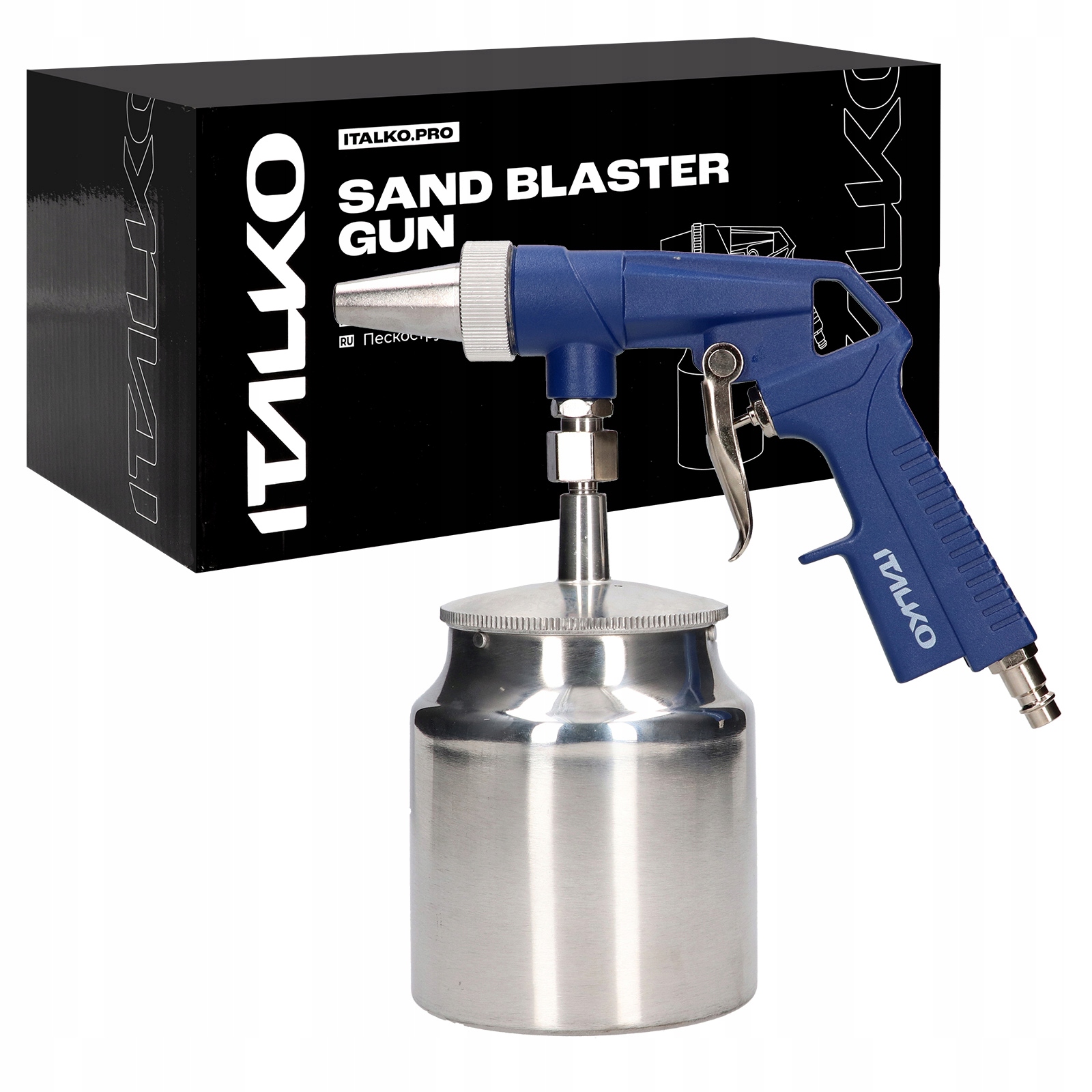 PISTOLET DO PIASKOWANIA METALOWY ZBIORNIK 1L ITALKO