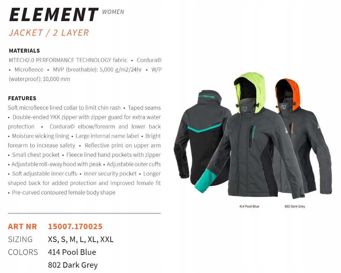 Magic Marine Element 2 Layer Wm Sailing Jacket damska kurtka żeglarska - S EAN (GTIN) 8715738548954