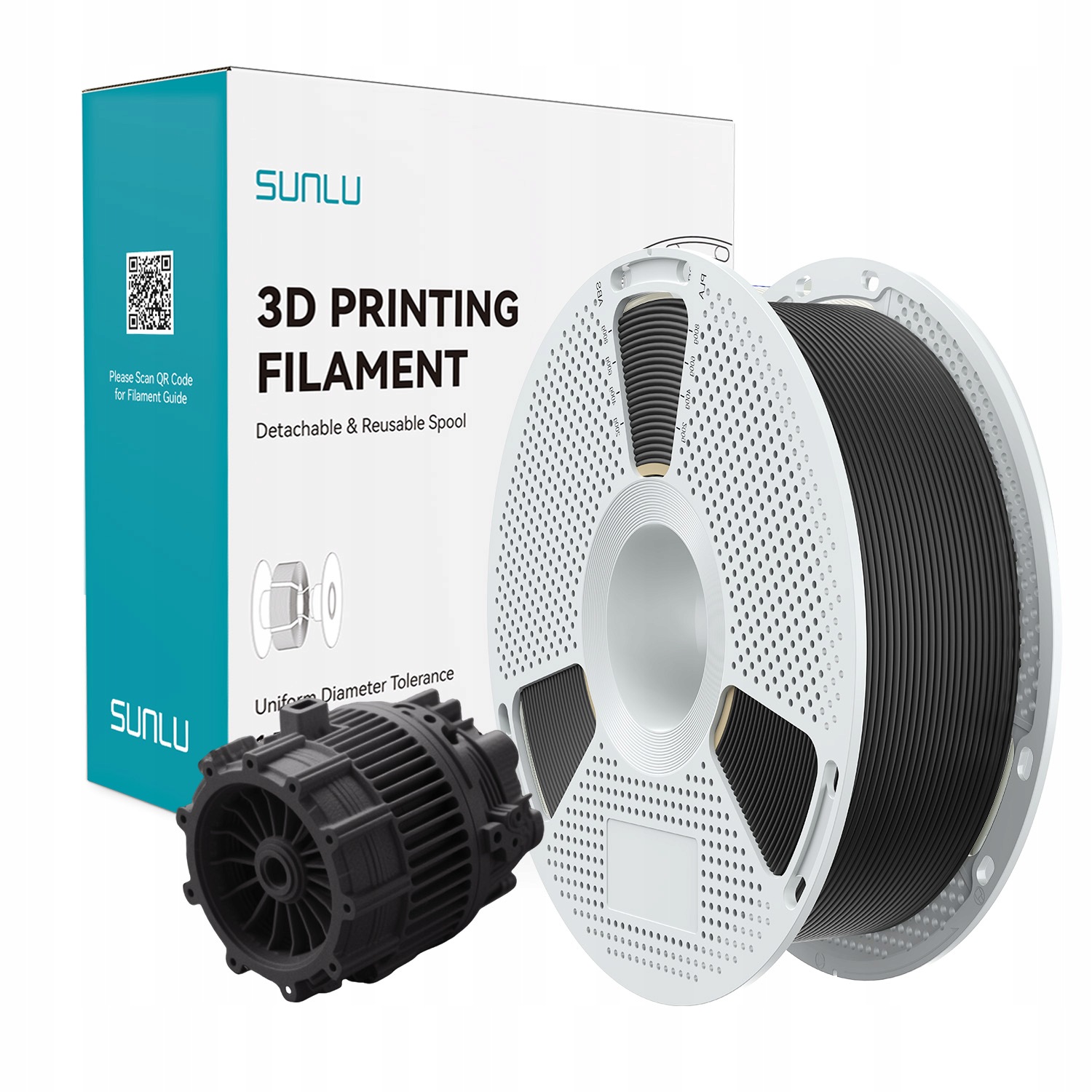 Filament Sunlu PA6-GF Black černý nylon-6 se skleněným vláknem 1 kg 1,75 mm