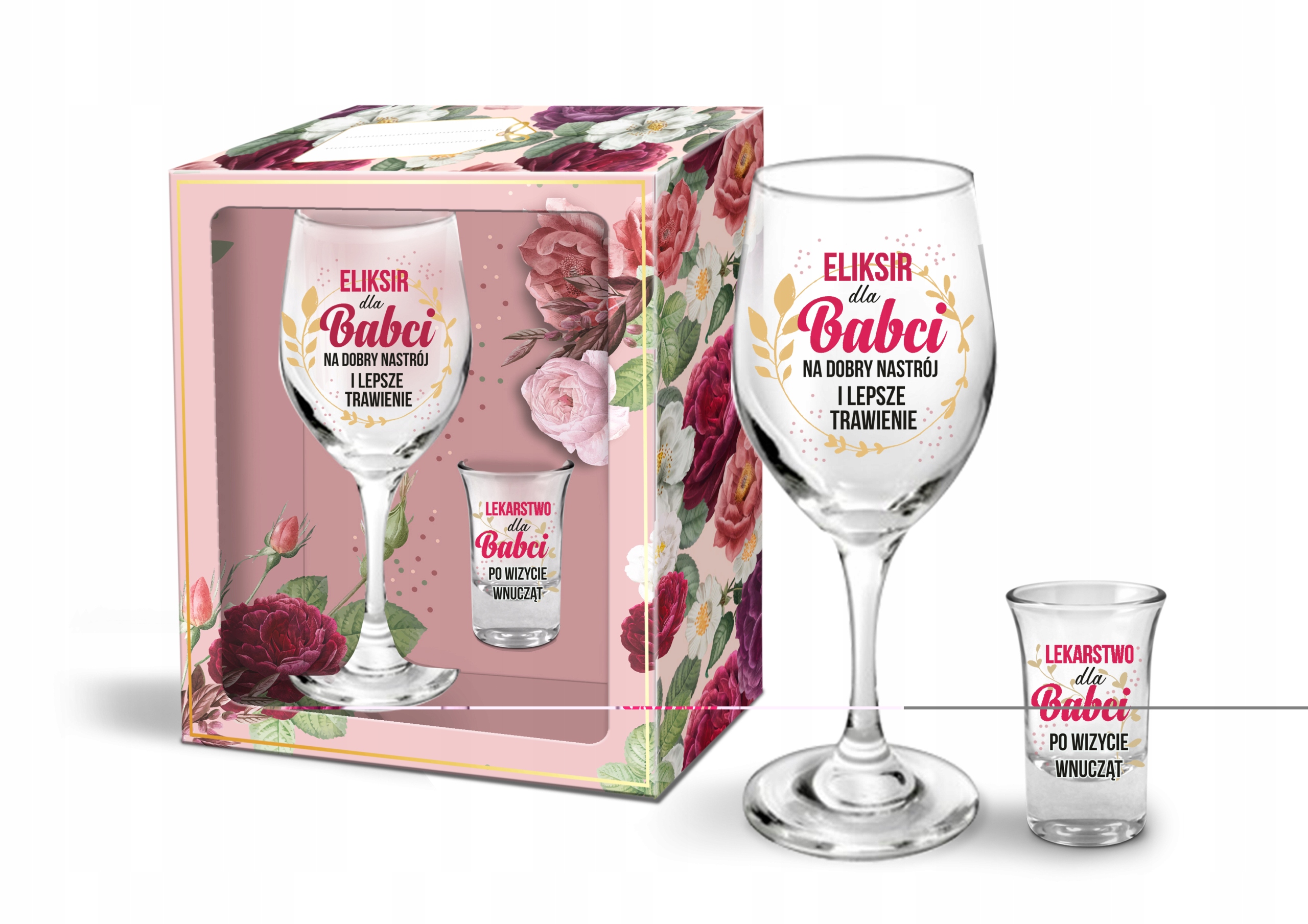 

Zestaw Kieliszek Wino Wódka Eliksir Dla Babci