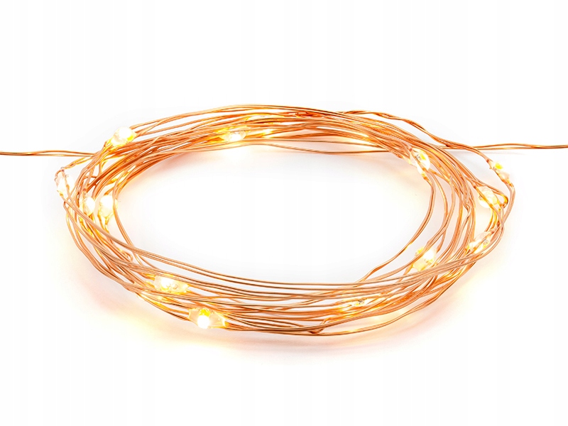 

Lampki dekoracyjne Mikro Led, miedziane, 1,90m