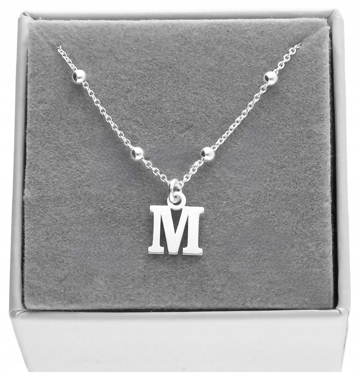 Stříbrný náhrdelník s kuličkami s písmenem M nebo jiným stříbro 925 40 cm