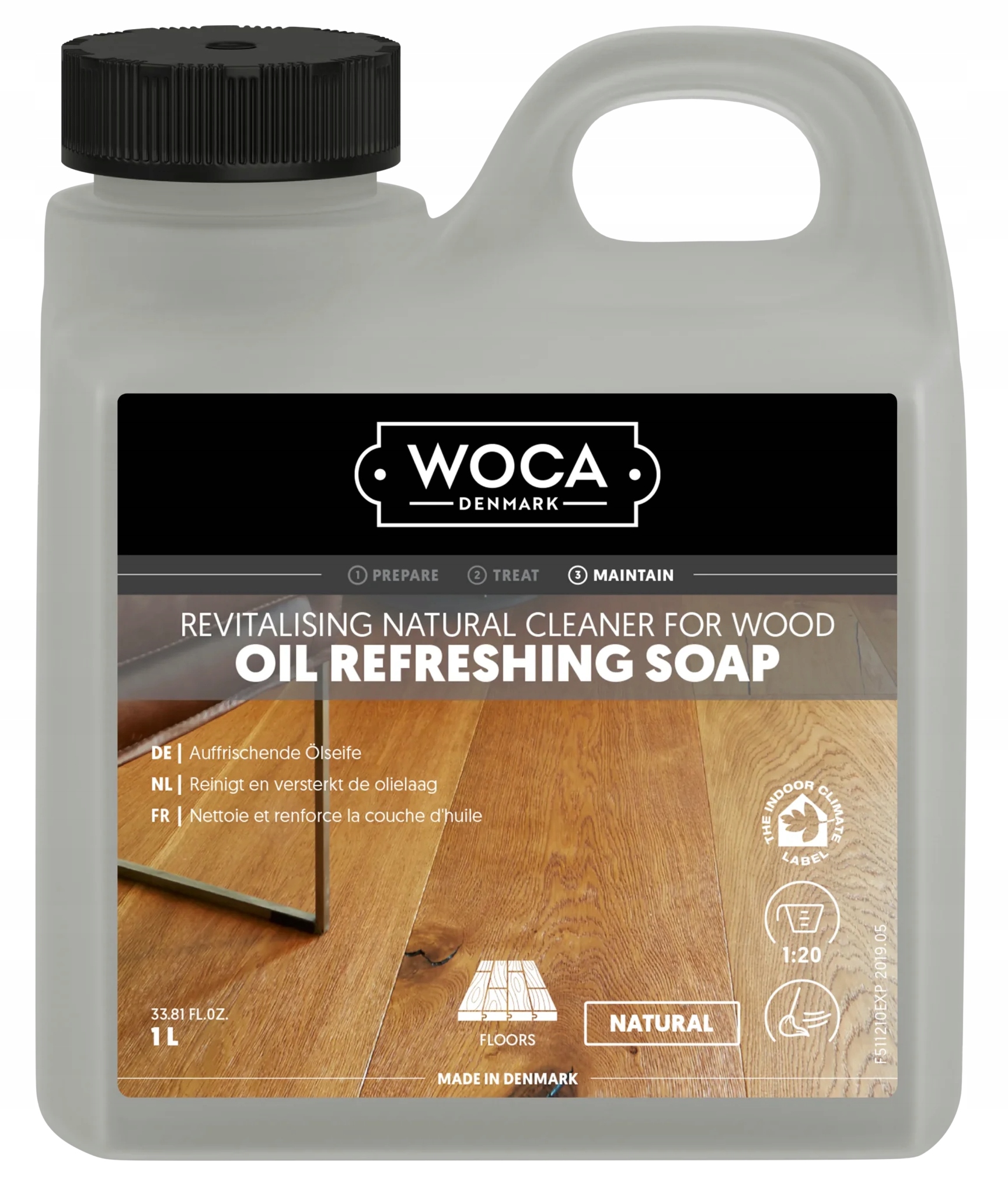 Woca Oil Refreshing Soap Natural 1L olejové mýdlo na dřevěné podlahy