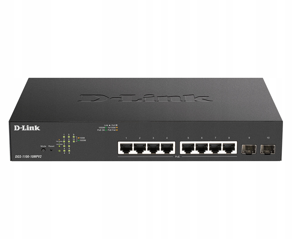Switch 280mm D-Link DGS-1100-10MPV2 2*SFP/ 8*GE PoE+