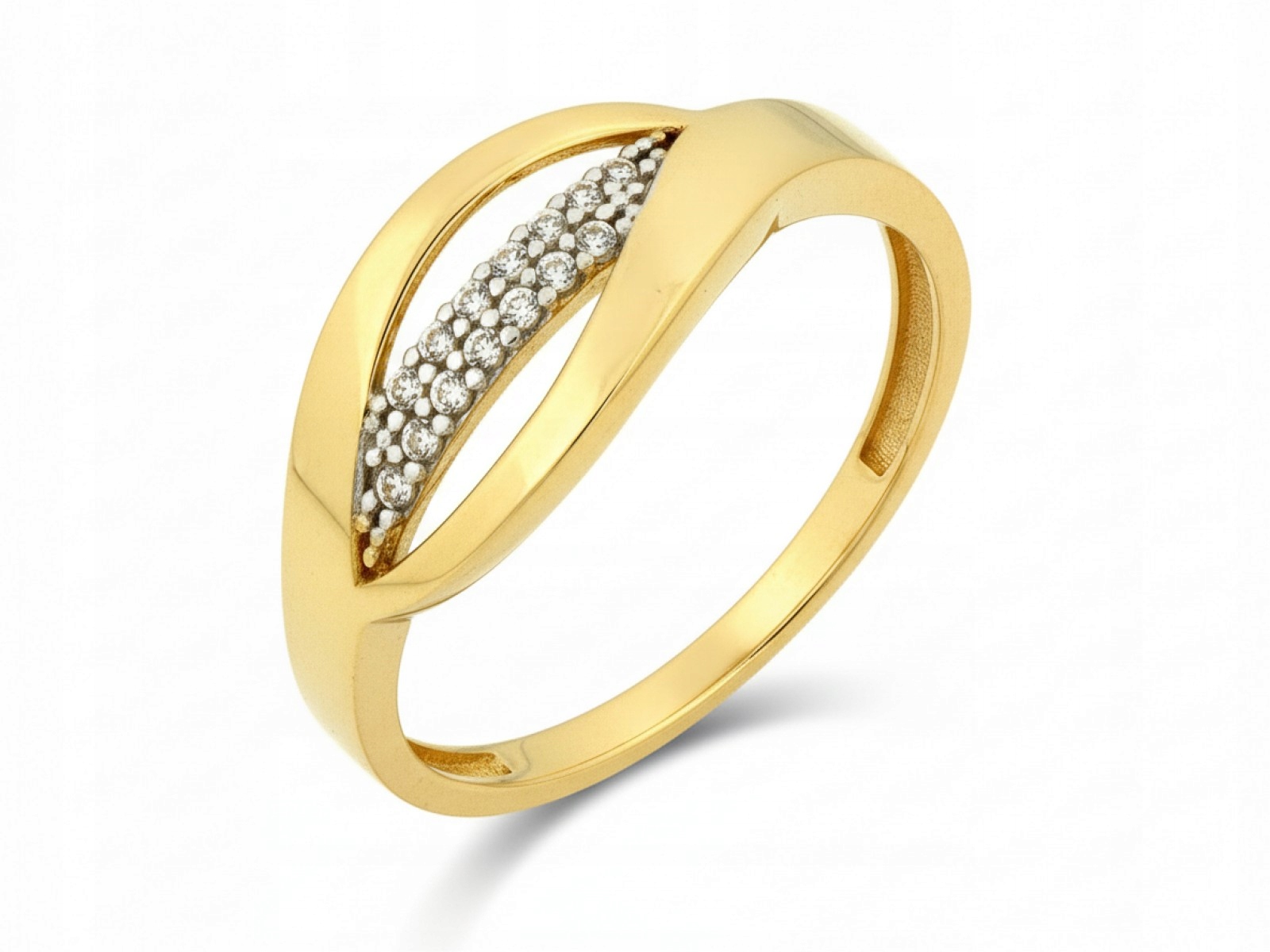 Zlatý prstýnek 585 s bílými zirkony 11r Bílé Zlato, elegantní vzor
