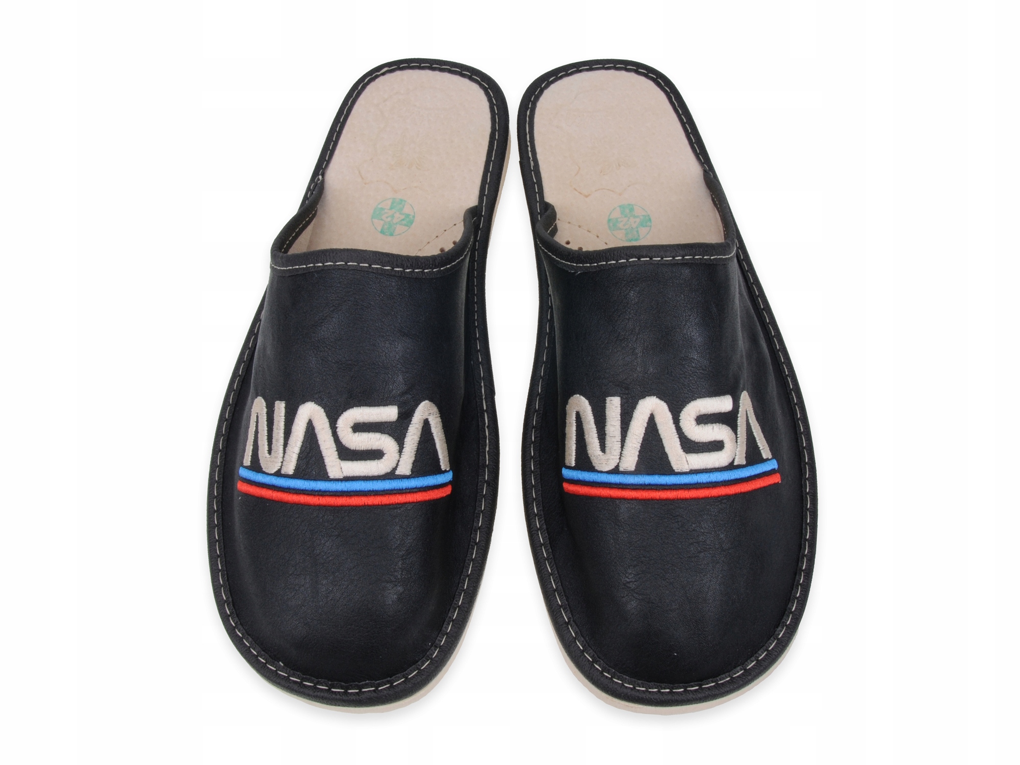 

Nasa Skórzane kapcie haftowane męskie laczki 40