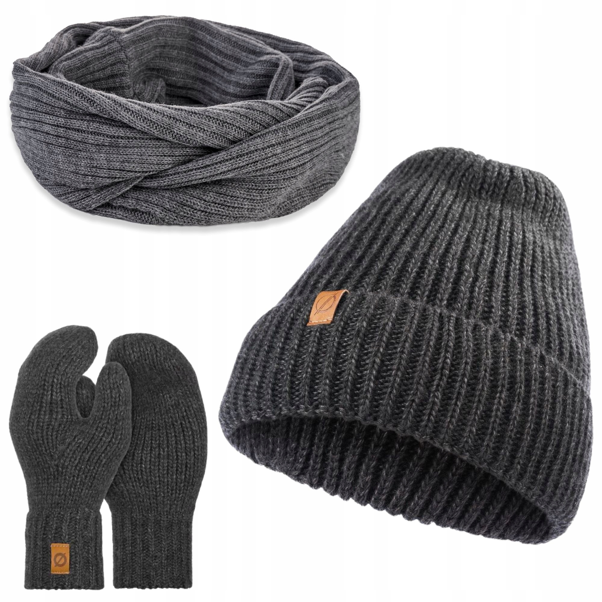 Grafitová dámská Čepice zimní Nákrčník rukavice