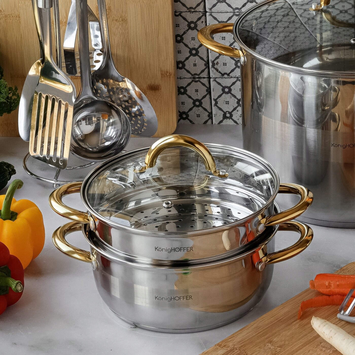 GARNEK DO GOTOWANIA NA PARZE indukcja PAROWAR 2,9L Faro GOLD Konighoffer Marka Konighoffer