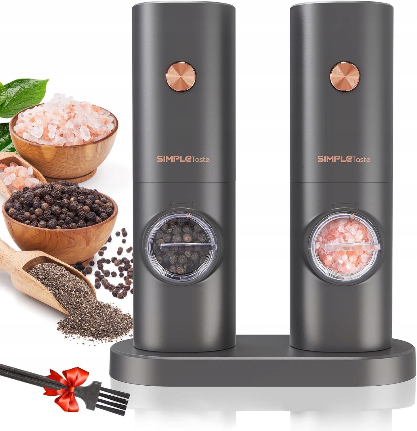 Sada 2 mlýnků na sůl a pepř napájených 4 bateriemi Aaa, Led