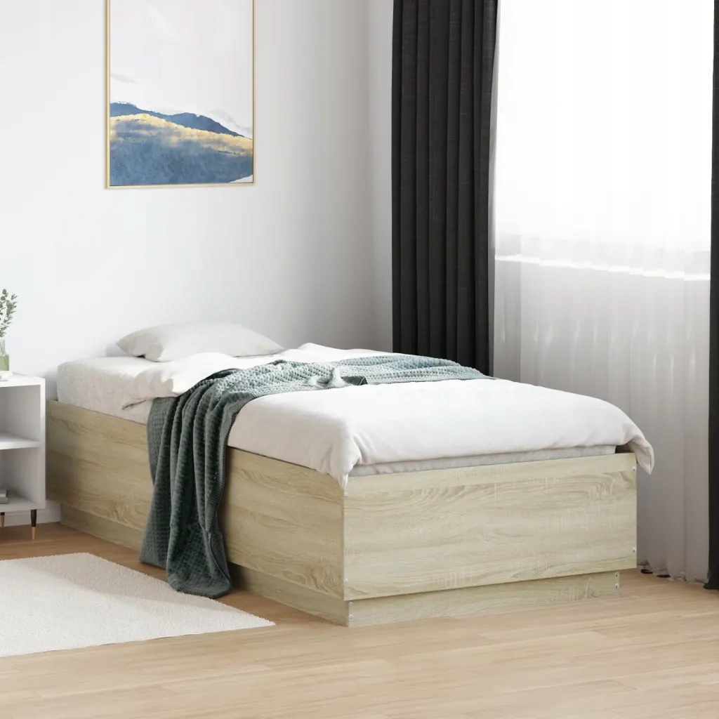 Rám postele dub sonoma 75 x 190 cm kompozitní dřevo Hnědá 3209760