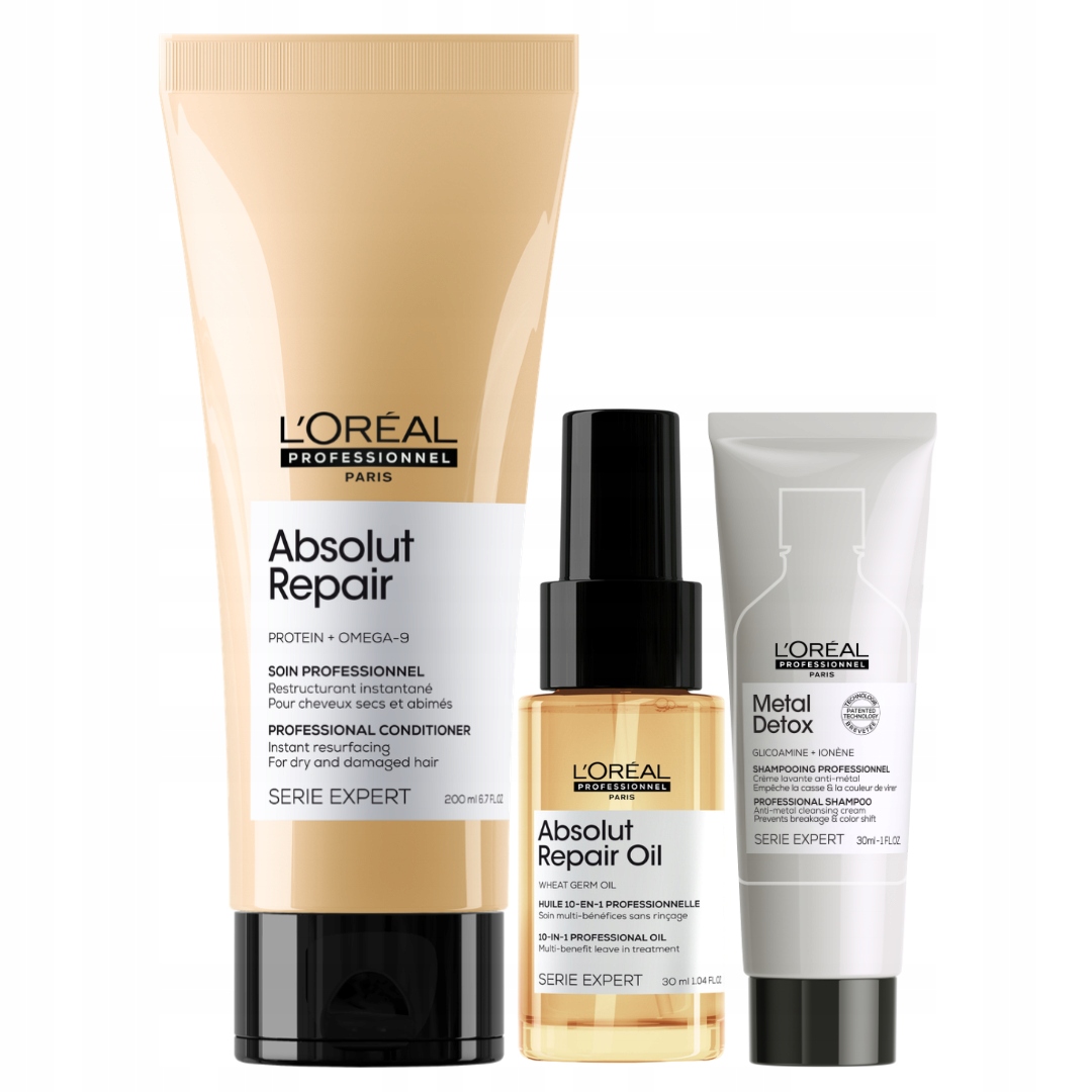 Loreal Absolut Repair Regenerująca odżywka, olejek do włosów zniszczonych