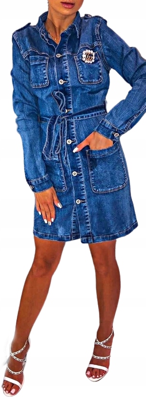 MD džínová šaty s džínovým zavazováním XS/34