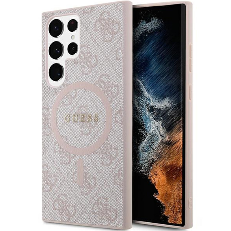 Pouzdro Guess pro Galaxy S24 Ultra, MagSafe, kožený obal, pouzdro