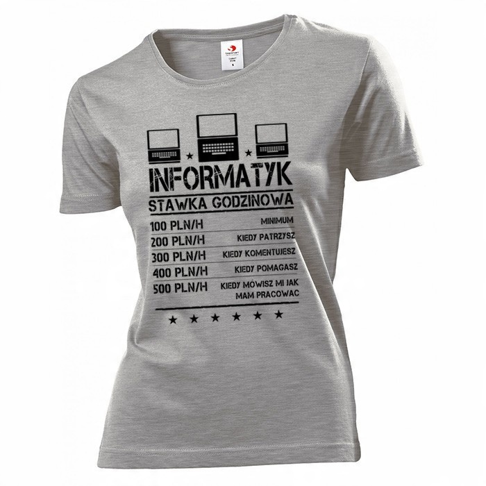 

Koszulka damska Informatyk stawka godzinowa XL