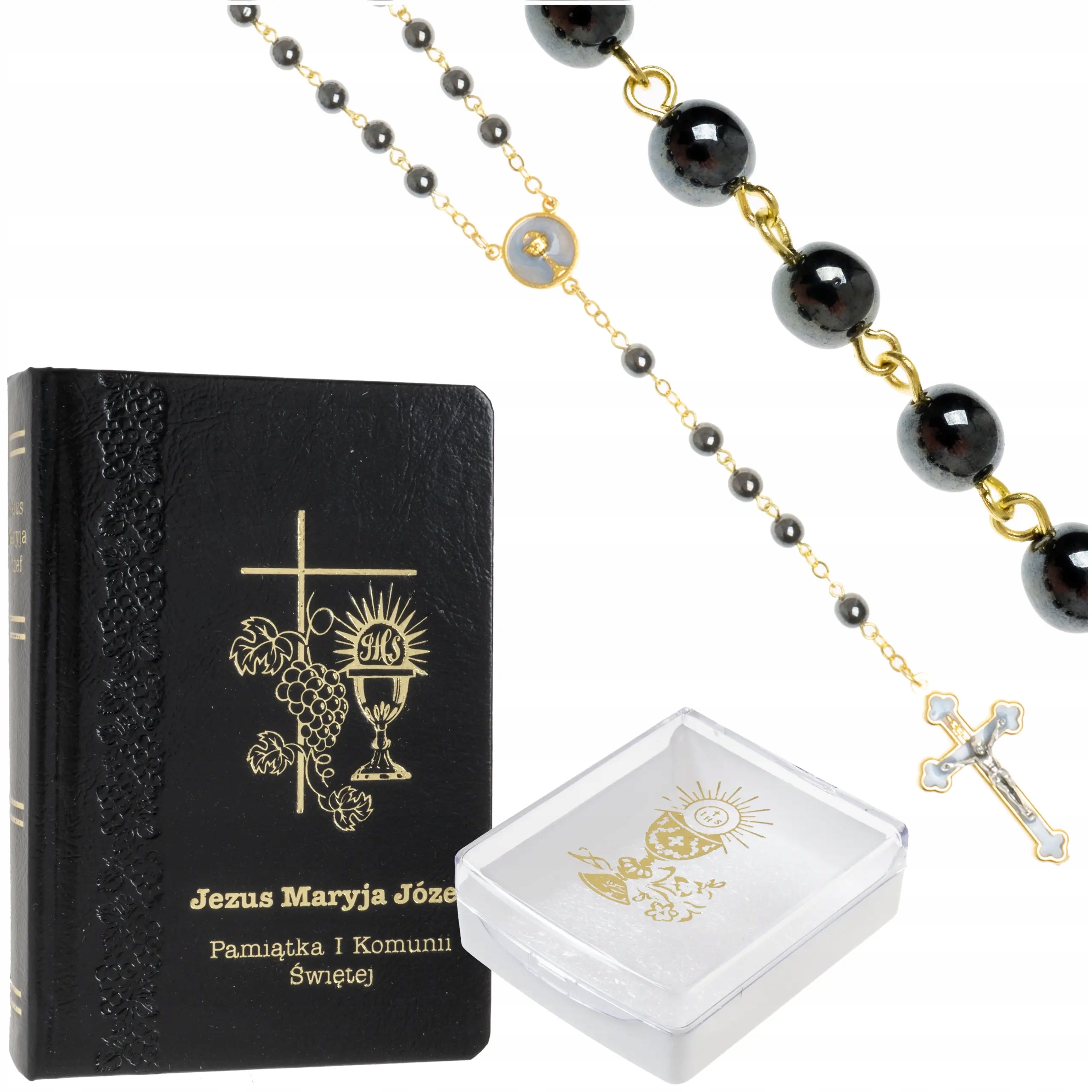 Knížka k přijímání Růženec K Prvnímu Svatému Přijímání pro kluky zlacený s Velkým Pouzdro