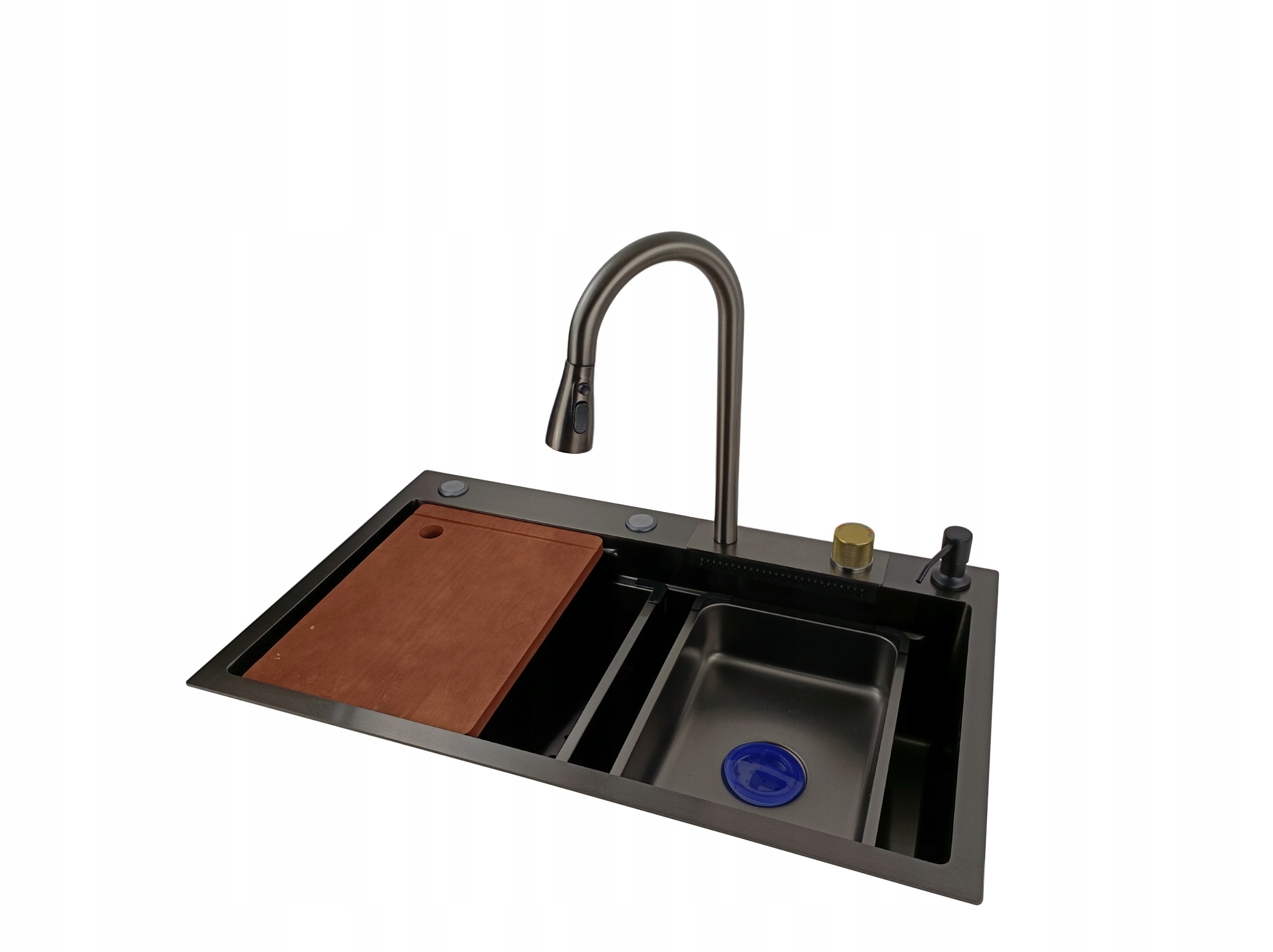 Ocelový jednokomorový dřez baterie Dávkovač Košíček Dešťová sprcha