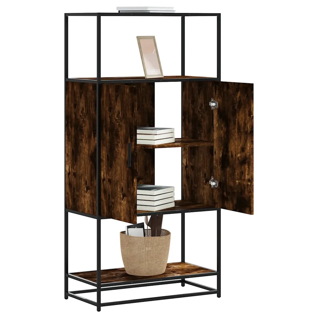 Skříň highboard kouřový dub 68x35x139cm kompozitní dřevo a kov Hnědá 849041