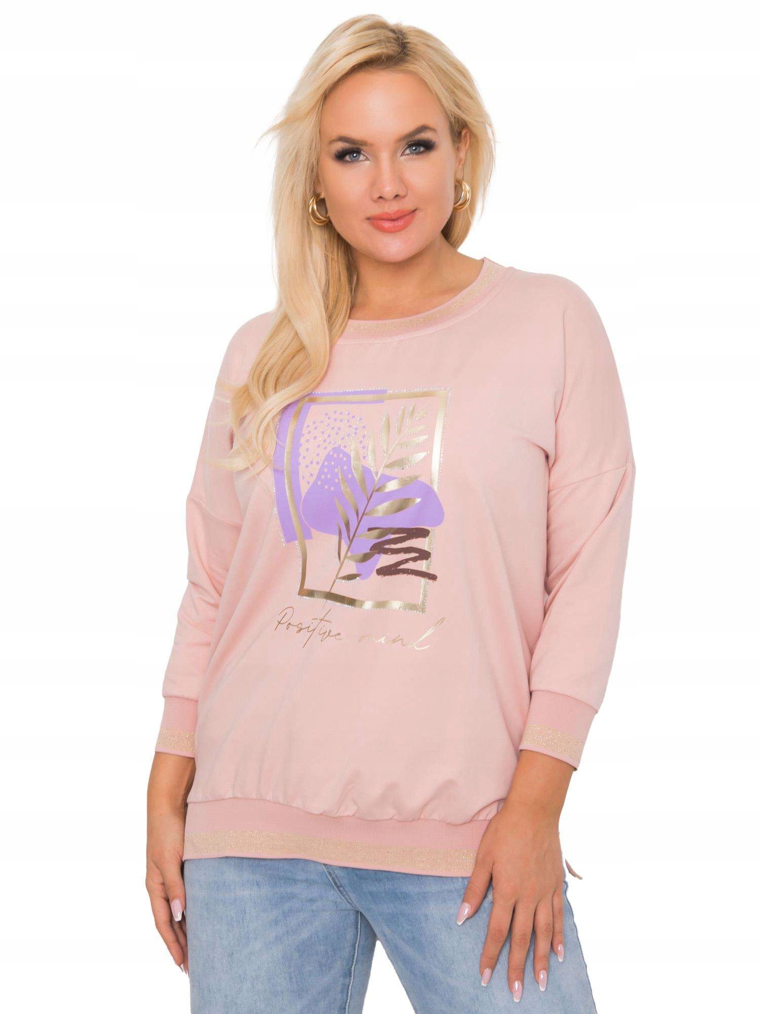 

Bluzka Damska Plus Size dżety luźna z nadrukiem