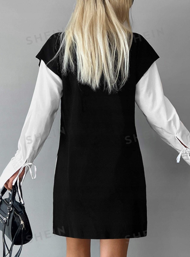 SHEIN KAMIZELKA DZIANINOWA CZARNA ELEGANCKA ŁJB Marka Shein