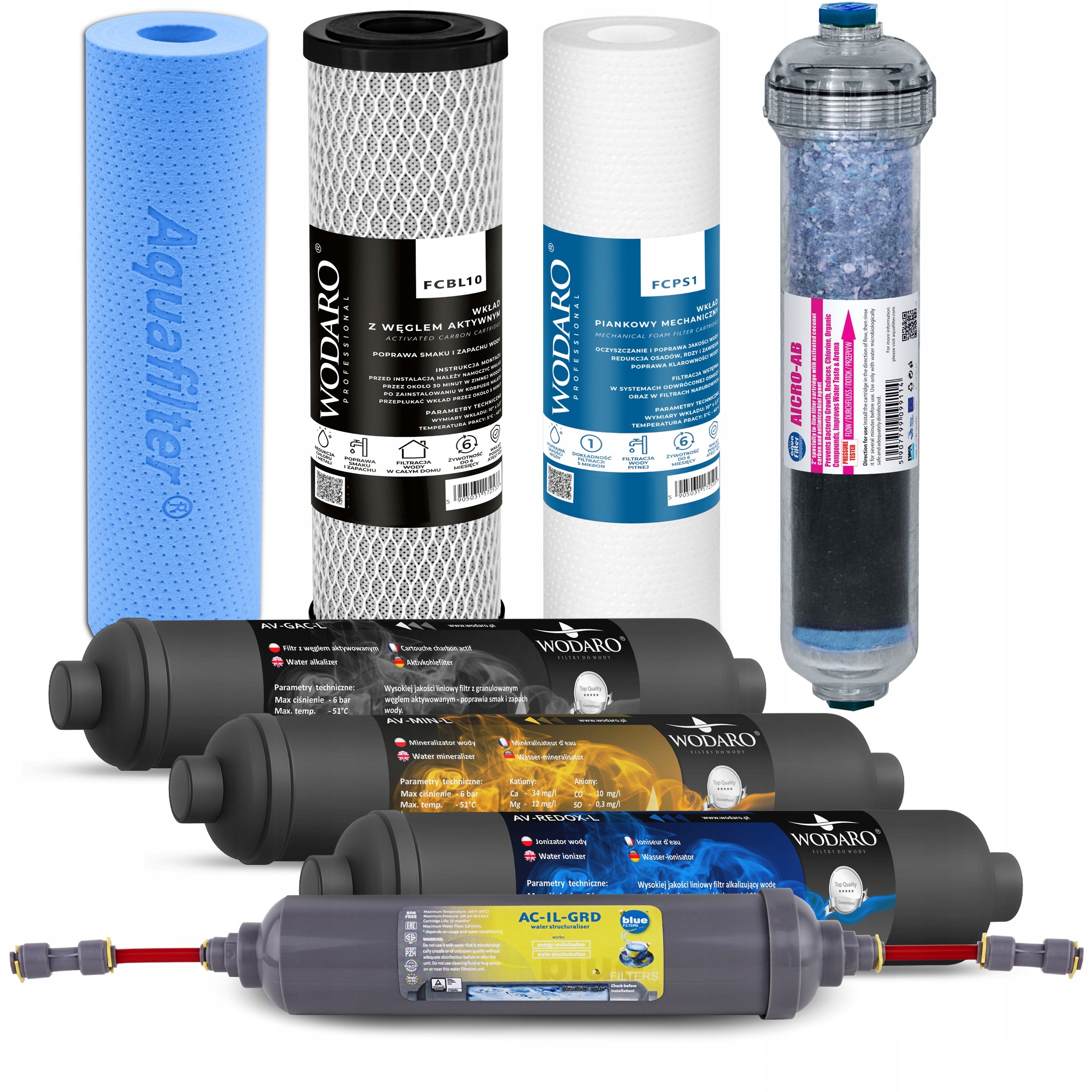 Komplet Wkładów wodaRO Graphite RO10 Serwis Roczny Zestaw 10-Stopniowy