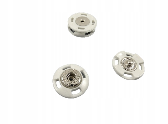 Zatrzask plastikowo-metalowy 25mm biało-srebrny