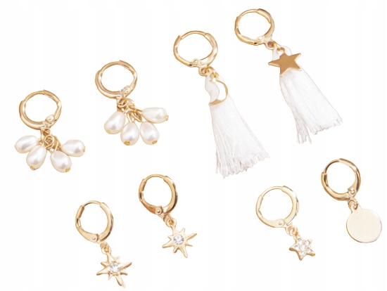 

Zestaw 4 par kolczyków Gwiazdki księżyc chwosty