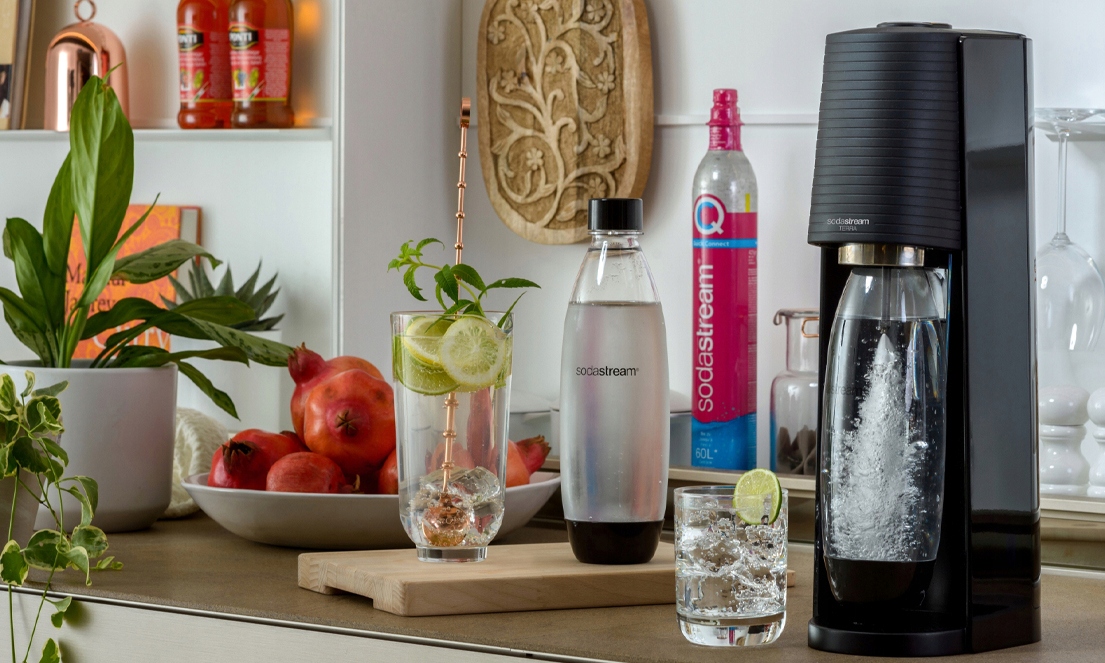 SATURATOR DO GAZOWANIA WODY SODASTREAM TERRA 3 BUTELKI PROMO BOX NABÓJ Co2 Pojemność 1000 ml