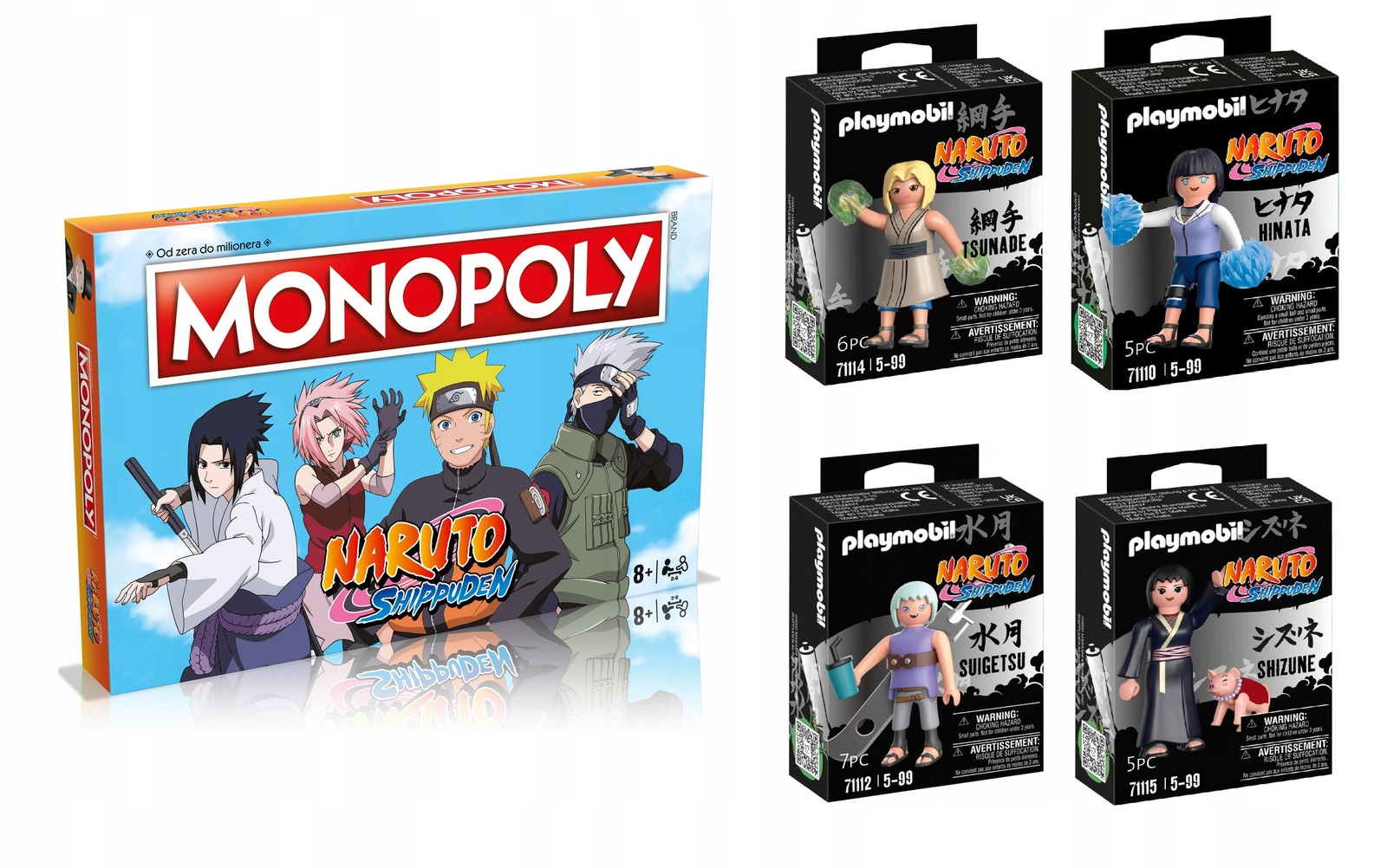 Zestaw 5w1 Monopoly Naruto 4 figurki Anime dla fanów figurka Premium