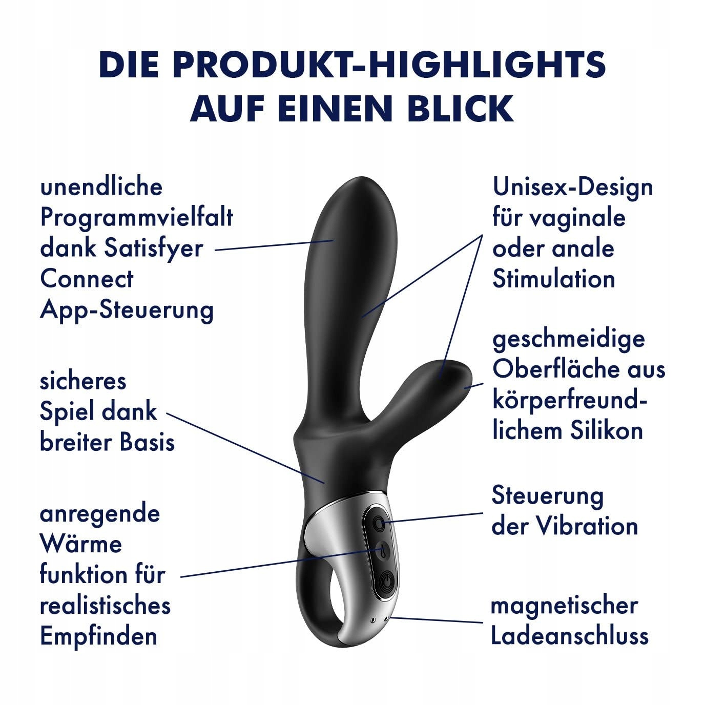 SATISFYER Wibrator Analny Bluetooth z Grzaniem, Aplikacja, Silikon, 20 cm — miniatura 3